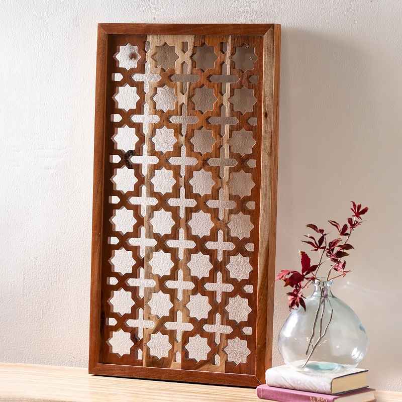 Acacia Wood Laser Cutout Wall Panel - Star